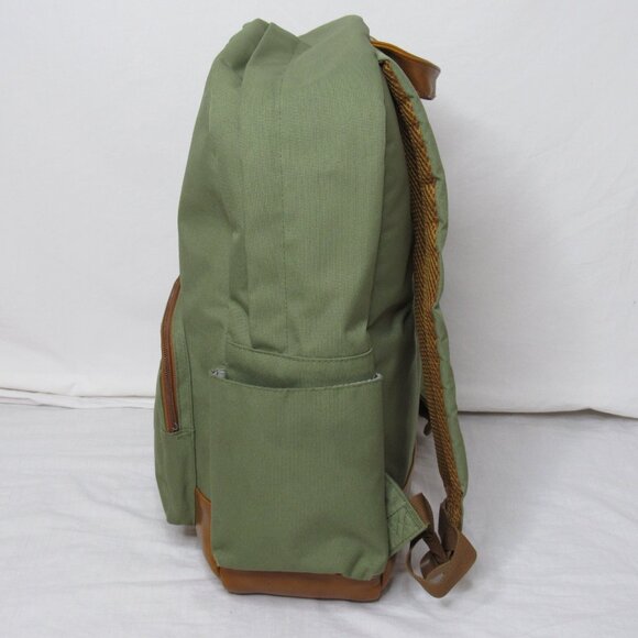 Lucky Brand Green Canvas Leather Trim Clover Good Fortune Logo Backpack
